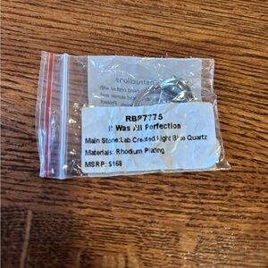 Light Blue Quartz Ring with Rhodium Plating